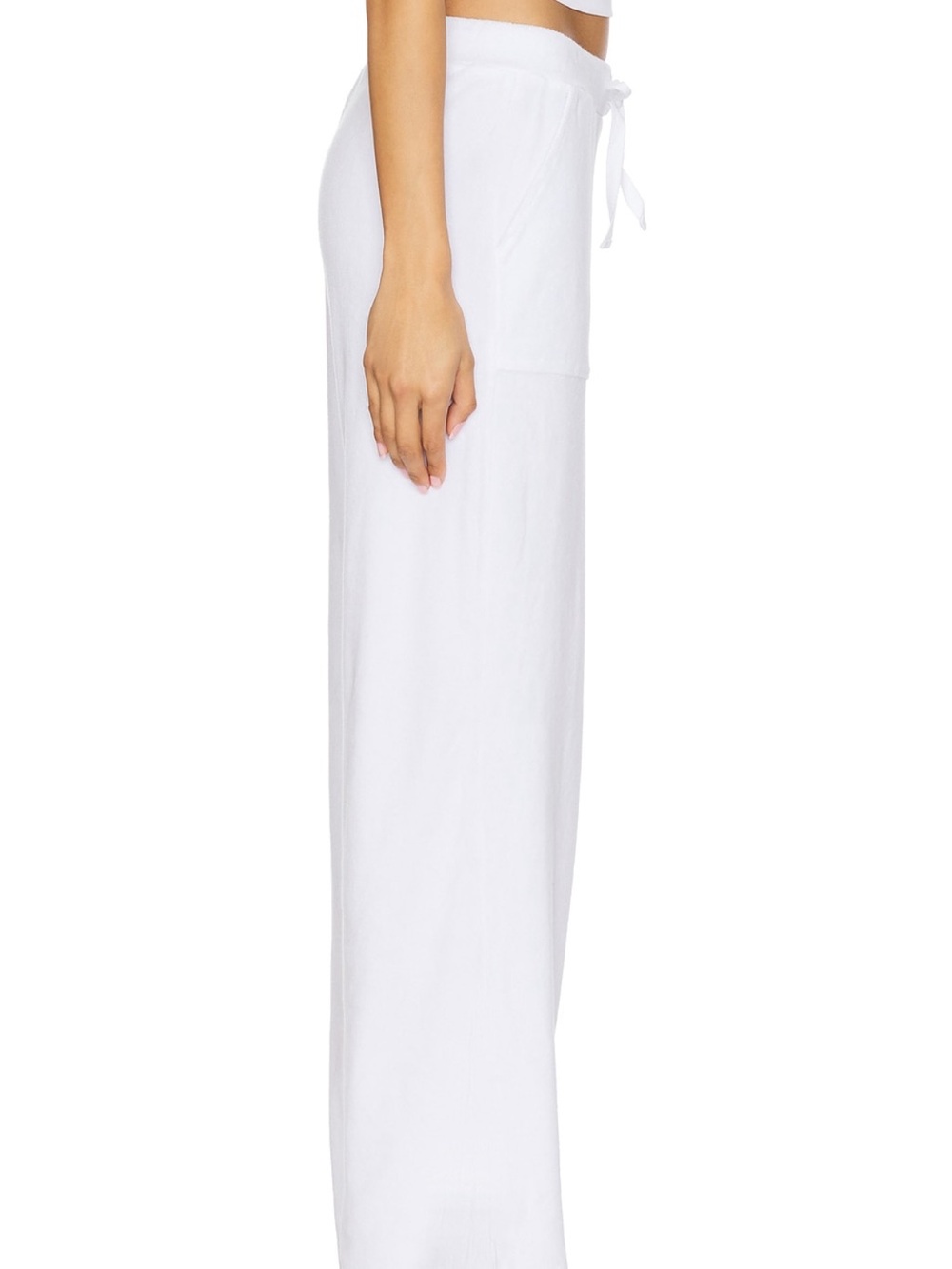 Bobi Los Angeles White Wide-Leg Drawcord Pocket Pants - Sweatpants - Cover-Up - Picture 7 of 8